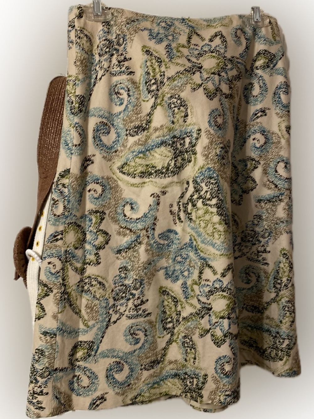 LOFT Beige Skirt w/Blue & Green Floral Design